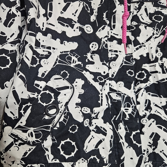 Empyre Y2K Punk Streetwear Jacket Black/White Airplane Print Pink Graphic Lining - Picture 13 of 13